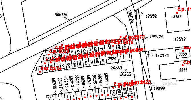 Sezimovo Ústí 2142 na parcele st. 1237 v KÚ Sezimovo Ústí, Katastrální mapa