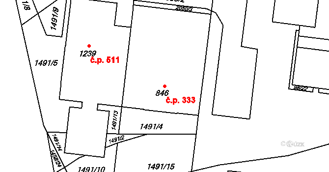 Beroun-Město 333, Beroun na parcele st. 846 v KÚ Beroun, Katastrální mapa