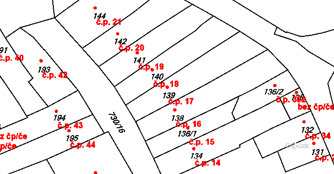 Broumov 17 na parcele st. 139 v KÚ Broumov, Katastrální mapa