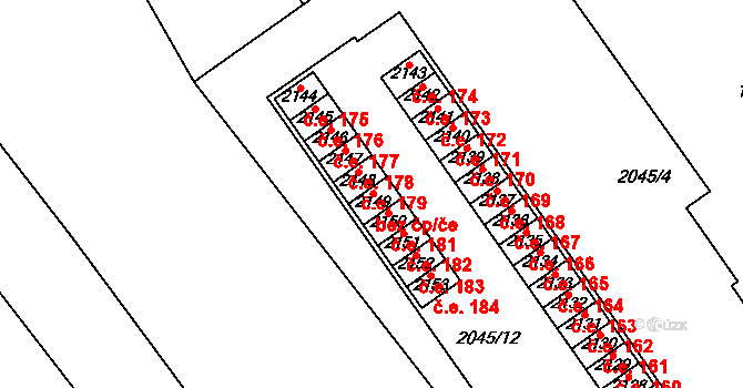 Valašské Klobouky 180 na parcele st. 2149 v KÚ Valašské Klobouky, Katastrální mapa