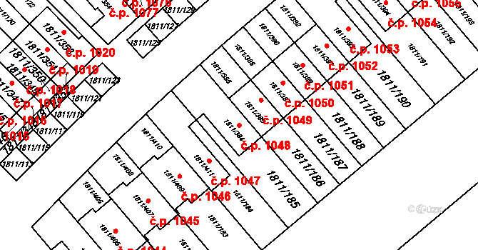Buštěhrad 1048 na parcele st. 1811/384 v KÚ Buštěhrad, Katastrální mapa