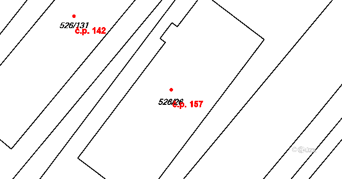 Pávov 157, Jihlava na parcele st. 526/26 v KÚ Pávov, Katastrální mapa