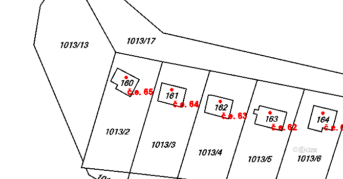 Klokočůvek 64, Odry na parcele st. 161 v KÚ Klokočůvek, Katastrální mapa