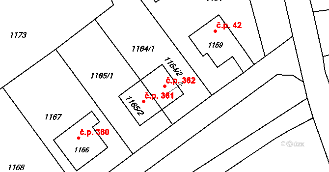 Suchdol nad Odrou 362 na parcele st. 1164/2 v KÚ Suchdol nad Odrou, Katastrální mapa