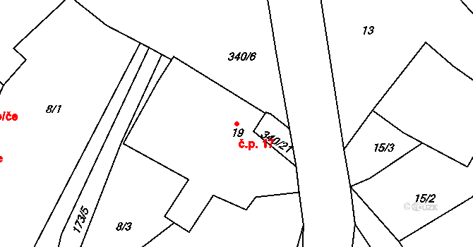 Chmelná 17, Nová Cerekev na parcele st. 19 v KÚ Chmelná u Pelhřimova, Katastrální mapa