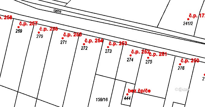 Dobromilice 253 na parcele st. 273 v KÚ Dobromilice, Katastrální mapa