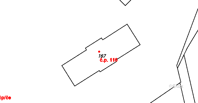 Nezamyslice 116 na parcele st. 167 v KÚ Nezamyslice nad Hanou, Katastrální mapa