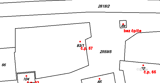 Korolupy 57 na parcele st. 93/1 v KÚ Korolupy, Katastrální mapa