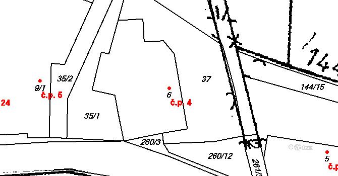 Lipina 4, Zbraslavice na parcele st. 6 v KÚ Lipina u Zruče nad Sázavou, Katastrální mapa