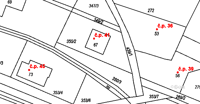 Ryšín 41, Pavlíkov na parcele st. 67 v KÚ Ryšín, Katastrální mapa