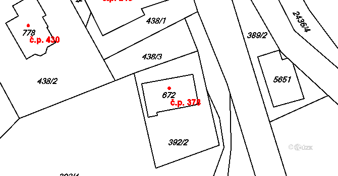 Čistá 378 na parcele st. 672 v KÚ Čistá u Litomyšle, Katastrální mapa