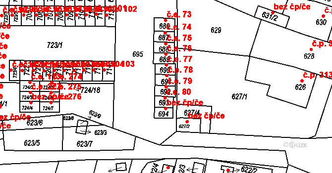 Miřetice u Klášterce nad Ohří 79, Klášterec nad Ohří na parcele st. 692 v KÚ Miřetice u Klášterce nad Ohří, Katastrální mapa