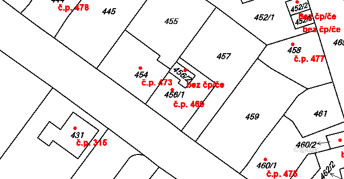 Proboštov 469 na parcele st. 456/1 v KÚ Proboštov u Teplic, Katastrální mapa