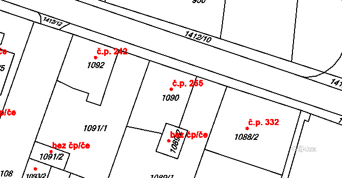 Pudlov 255, Bohumín na parcele st. 1090 v KÚ Pudlov, Katastrální mapa