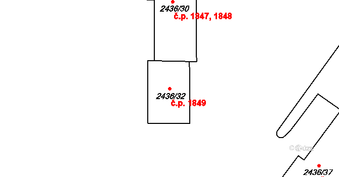 Sokolov 1849 na parcele st. 2436/32 v KÚ Sokolov, Katastrální mapa