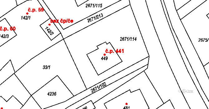 Černilov 441 na parcele st. 449 v KÚ Černilov, Katastrální mapa