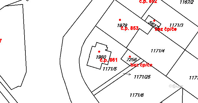 Mladá Boleslav III 861, Mladá Boleslav na parcele st. 1980 v KÚ Mladá Boleslav, Katastrální mapa