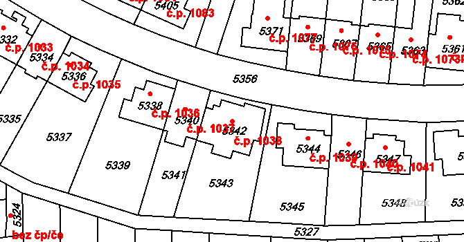 Záběhlice 1038, Praha na parcele st. 5342 v KÚ Záběhlice, Katastrální mapa