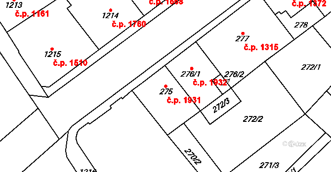 Chomutov 1931 na parcele st. 275 v KÚ Chomutov I, Katastrální mapa