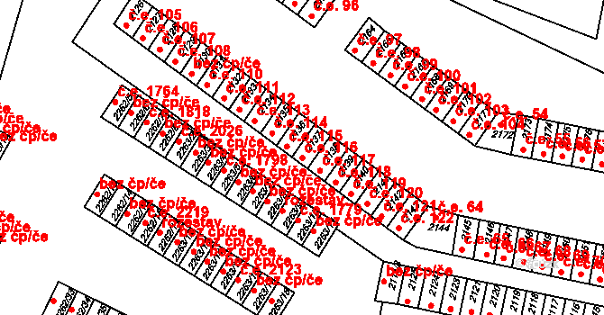 Jirkov 116 na parcele st. 2137 v KÚ Jirkov, Katastrální mapa