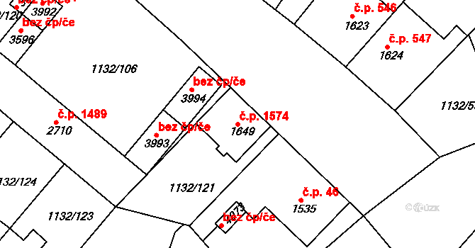 Pražské Předměstí 1574, Hradec Králové na parcele st. 1649 v KÚ Pražské Předměstí, Katastrální mapa