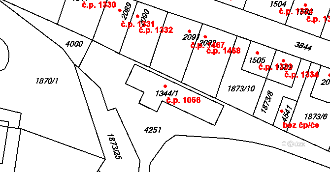 Dvůr Králové nad Labem 1066 na parcele st. 1344/1 v KÚ Dvůr Králové nad Labem, Katastrální mapa