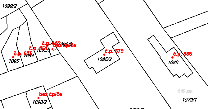 Trmice 879 na parcele st. 1085/2 v KÚ Trmice, Katastrální mapa