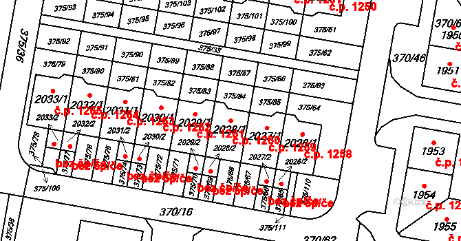Starý Plzenec 1260 na parcele st. 2028/1 v KÚ Starý Plzenec, Katastrální mapa