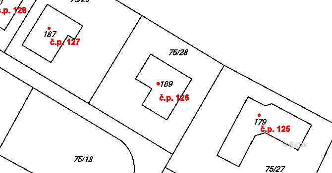 Noutonice 126, Lichoceves na parcele st. 189 v KÚ Noutonice, Katastrální mapa