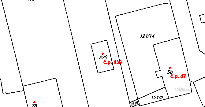 Krchleby 139, Staňkov na parcele st. 220 v KÚ Krchleby u Staňkova, Katastrální mapa
