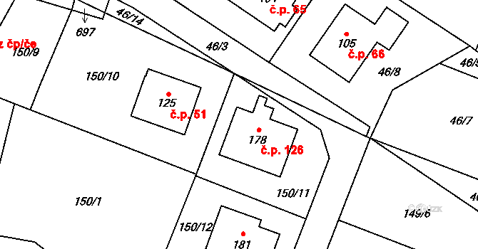 Dolní Ostrovec 126, Ostrovec na parcele st. 178 v KÚ Dolní Ostrovec, Katastrální mapa