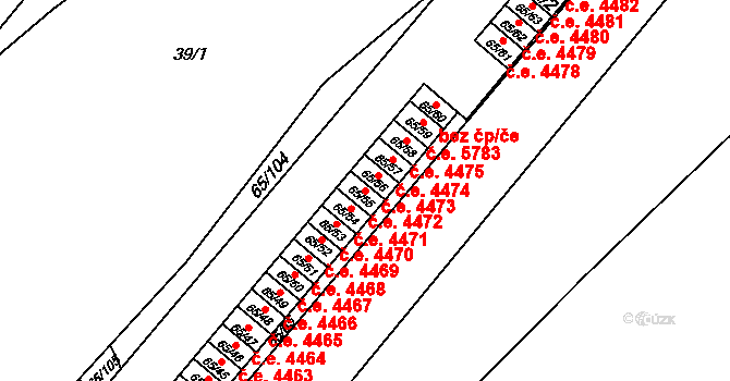 Neštěmice 4472, Ústí nad Labem na parcele st. 65/55 v KÚ Neštěmice, Katastrální mapa