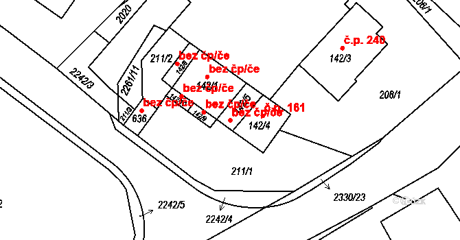Osík 40159086 na parcele st. 142/5 v KÚ Osík, Katastrální mapa