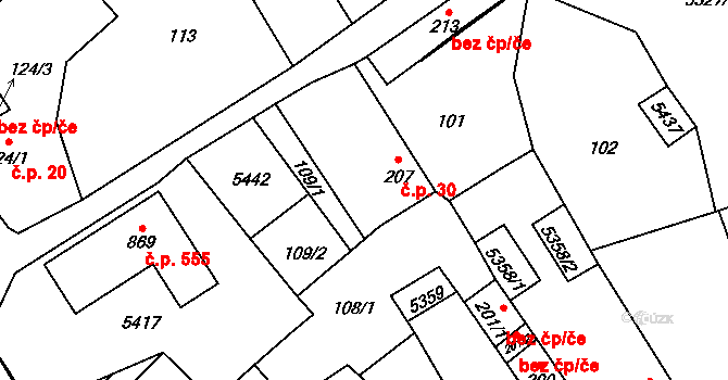 Štítná nad Vláří 30, Štítná nad Vláří-Popov na parcele st. 207 v KÚ Štítná nad Vláří, Katastrální mapa