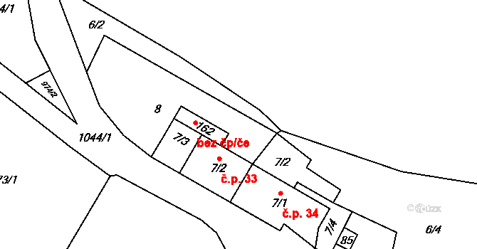 Rodvínov 41606086 na parcele st. 162 v KÚ Jindřiš, Katastrální mapa