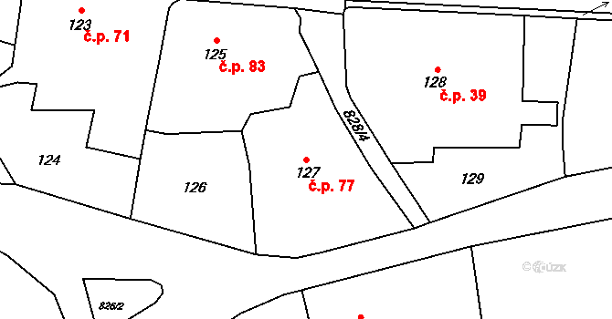 Neplachovice 77 na parcele st. 127 v KÚ Neplachovice, Katastrální mapa