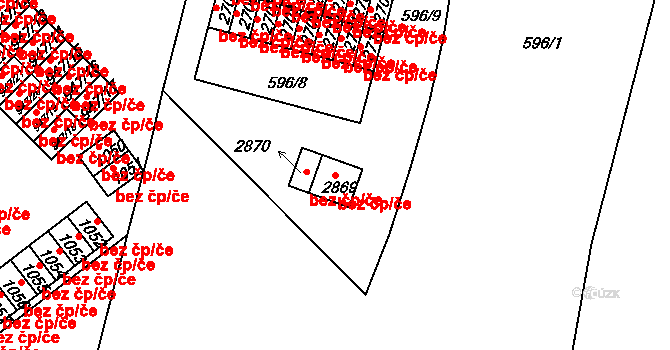 Milevsko 43180086 na parcele st. 2869 v KÚ Milevsko, Katastrální mapa