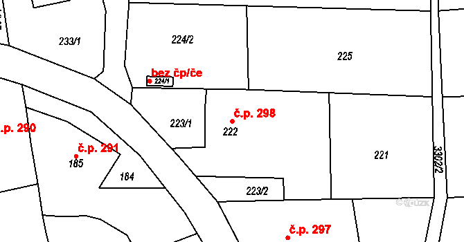 Píšť 298 na parcele st. 222 v KÚ Píšť, Katastrální mapa