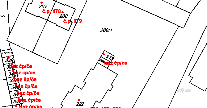 Letovice 44071086 na parcele st. 313 v KÚ Třebětín u Letovic, Katastrální mapa