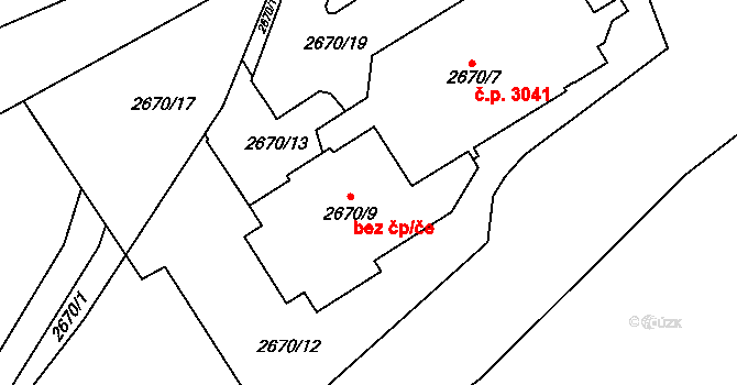 Teplice 45101086 na parcele st. 2670/9 v KÚ Teplice, Katastrální mapa