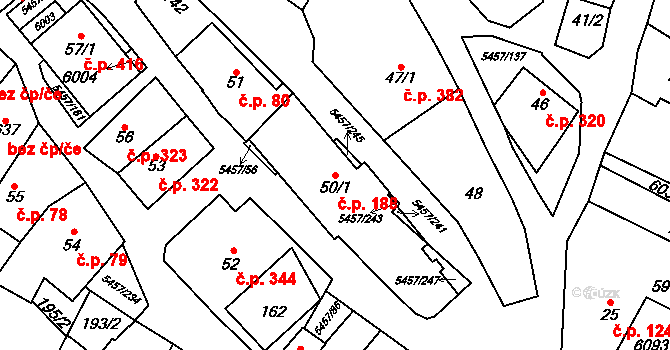 Polešovice 188 na parcele st. 50/1 v KÚ Polešovice, Katastrální mapa