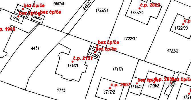 Teplice 49209086 na parcele st. 1716/3 v KÚ Teplice, Katastrální mapa