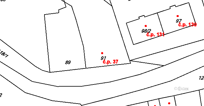 Marefy 37, Bučovice na parcele st. 91/1 v KÚ Marefy, Katastrální mapa