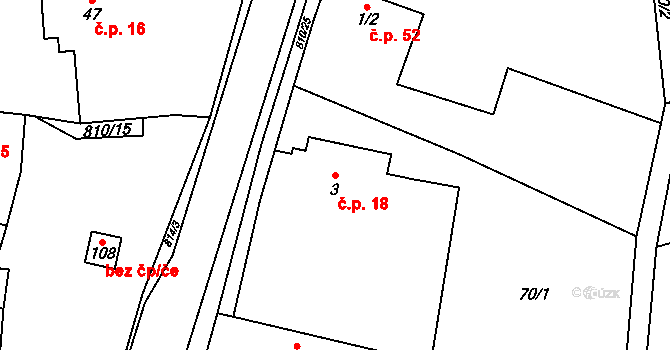Holešovice 18, Chroustovice na parcele st. 3 v KÚ Holešovice u Chroustovic, Katastrální mapa