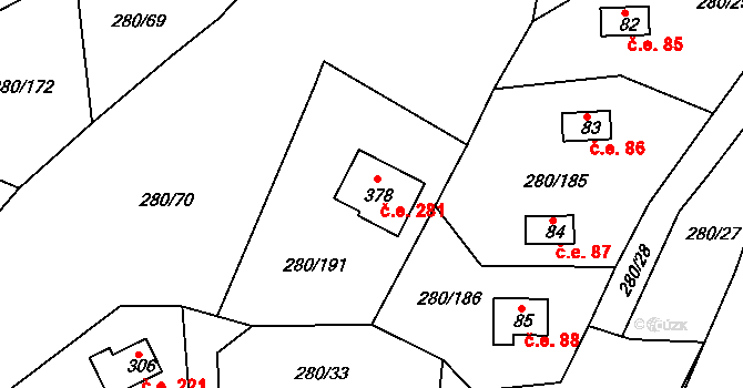 Skalka 281, Cheb na parcele st. 378 v KÚ Skalka u Chebu, Katastrální mapa