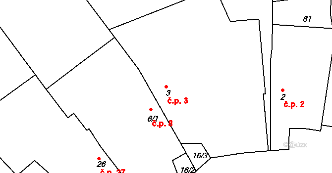 Držkrajov 3, Přeštěnice na parcele st. 3 v KÚ Držkrajov, Katastrální mapa