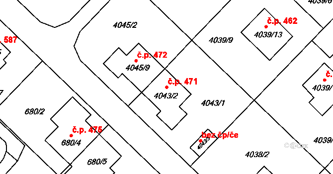 Choceňské Předměstí 471, Vysoké Mýto na parcele st. 4043/2 v KÚ Vysoké Mýto, Katastrální mapa