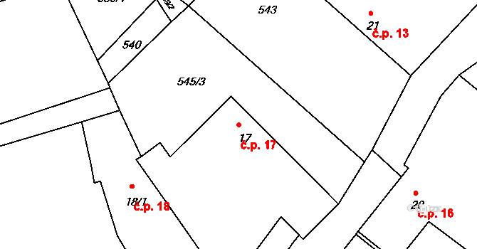 Dudov 17, Skrýchov u Malšic na parcele st. 17 v KÚ Dudov, Katastrální mapa