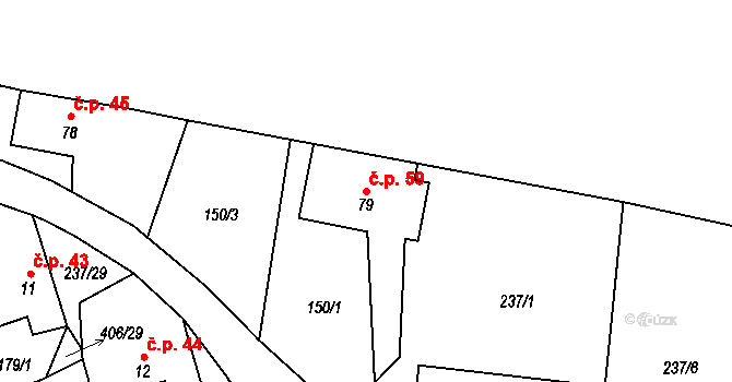 Veleboř 59, Klopina na parcele st. 79 v KÚ Veleboř, Katastrální mapa