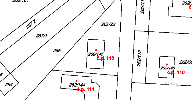 Týn 113, Lomnice na parcele st. 262/145 v KÚ Týn u Lomnice, Katastrální mapa